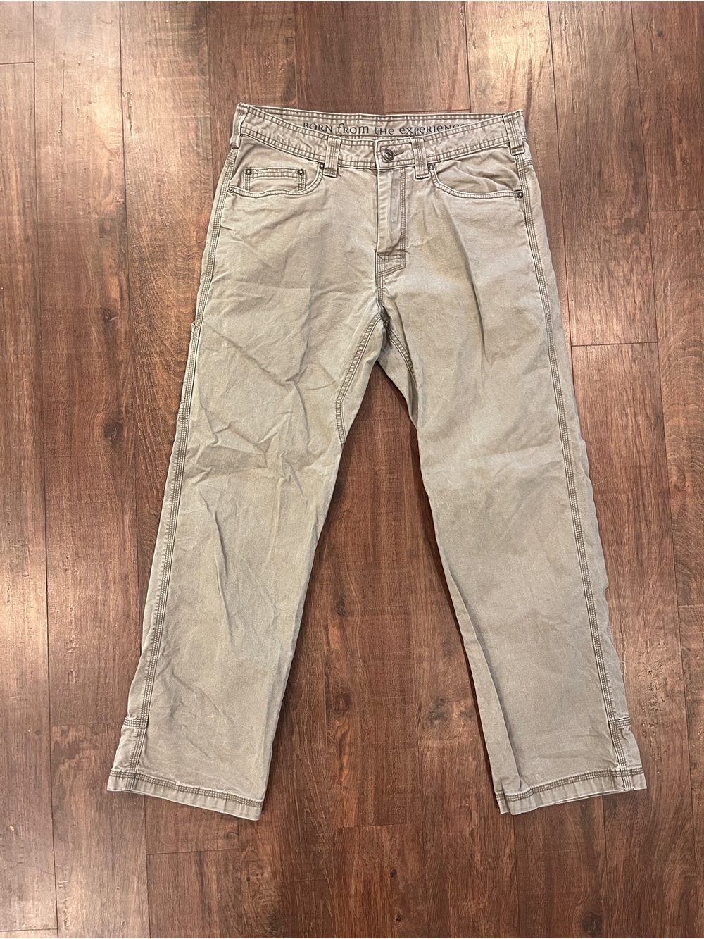 PrAna Hiking Pants Mens 32x30 Khaki Nylon Blend Straight Stretch Slim Fit